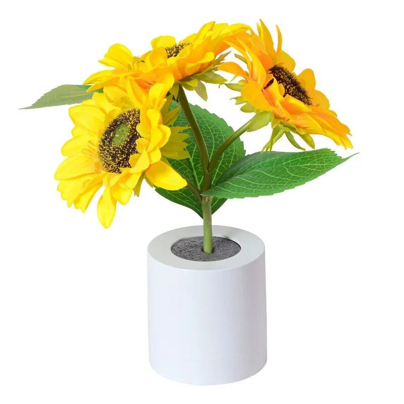 Rechargeable Sunflower LED Night Light - Creative and Novelty Bedroom Lamp for Kids and Friends - Image 2