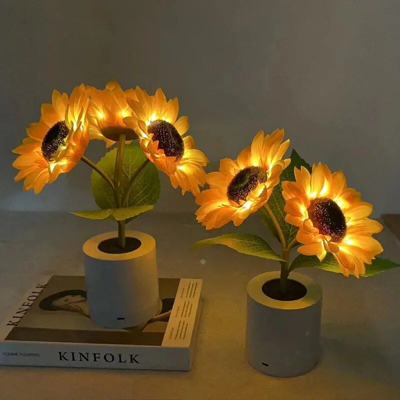 Rechargeable Sunflower LED Night Light - Creative and Novelty Bedroom Lamp for Kids and Friends - Image 3